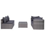 vidaXL Salon de jardin 7 Pièces avec coussins Résine tressée Gris