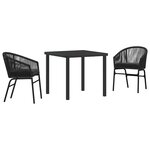 vidaXL Ensemble de salle à manger pour jardin 3 Pièces Noir Poly rotin