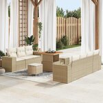 vidaXL Ensemble de canapé de jardin avec coussin 10 Pièces Beige  Crème