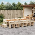 vidaXL Ensemble à manger de jardin et coussins 17 Pièces beige
