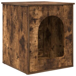 vidaXL Maison pour chat Chêne fumé 53 x 52 x 62 cm Bois d'ingénierie