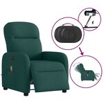 vidaXL Fauteuil de massage inclinable électrique Vert foncé Tissu