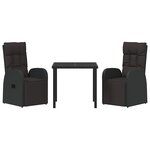 vidaXL Ensemble de salle à manger pour jardin 3 Pièces Noir polyrotin