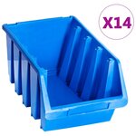 vidaXL Bacs de rangement empilables 14 Pièces bleu plastique