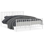 vidaXL Cadre de lit métal sans matelas et pied de lit blanc 160x200 cm