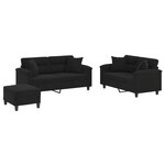 vidaXL Ensemble de canapés 3 Pièces avec coussins Noir Tissu microfibre