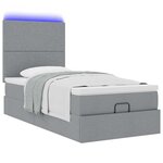 vidaXL Cadre de lit ottoman et matelas gris clair 100x200 cm tissu