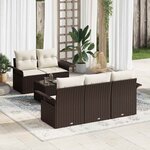 vidaXL Ensemble de canapé de jardin 6 Pièces Marron Poly rotin
