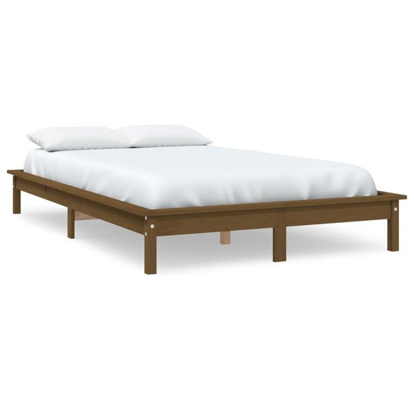 vidaXL Cadre de lit sans matelas marron miel bois massif