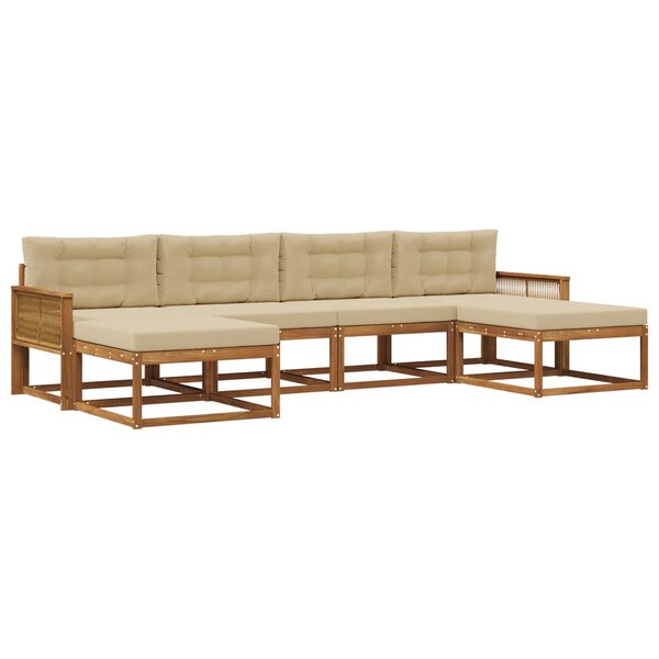 vidaXL Ensemble de canapés d'extérieur 6 Pièces Naturel et Beige