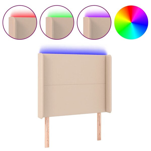 vidaXL Tête de lit à LED Cappuccino 93x16x118/128 cm Similicuir