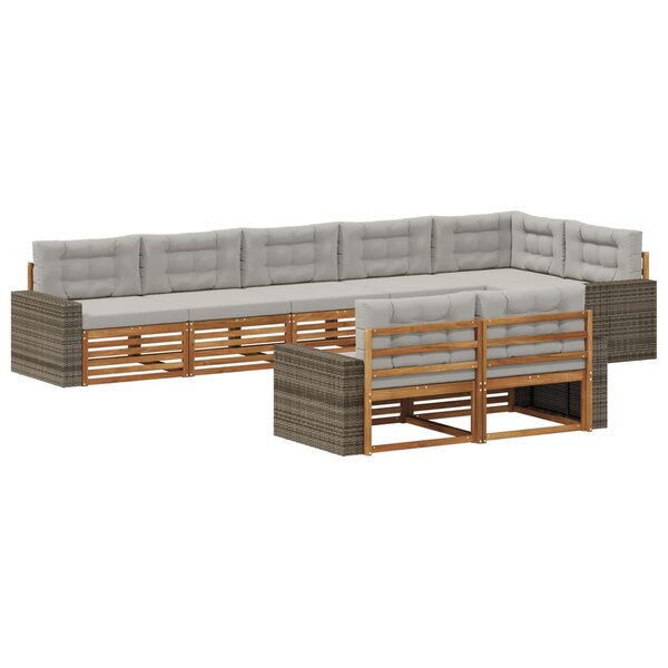 vidaXL Ensemble de canapés d'extérieur 8 pc Naturel et gris clair