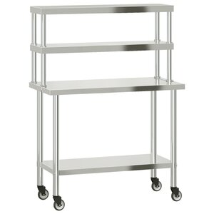vidaXL Table de travail de cuisine avec étagère 110x55x150 cm inox