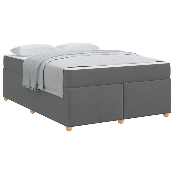 vidaXL Cadre de lit avec matelas Gris foncé 140 x 200 cm tissu