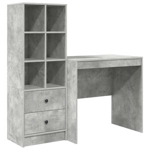 vidaXL Bureau avec tiroir avec étagère avec stockage 2 Pièces Gris béton
