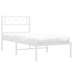 vidaXL Cadre de lit métal sans matelas et tête de lit blanc 100x190 cm