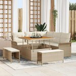 vidaXL Ensemble de canapé de jardin avec coussin 8 Pièces Beige  Crème