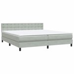 vidaXL Sommier à lattes de lit et matelas et LED gris clair 180x220cm velours