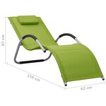 vidaXL Chaises longues Textilène 2 Pièces Vert et gris