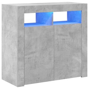 vidaXL Buffet avec lumières LED gris béton 80x35x75 cm