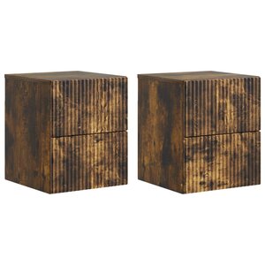 vidaXL Cabinet de chevet mural 2 Pièces Chêne fumé 33 x 34 5 x 40 cm