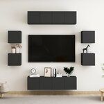 vidaXL Ensemble de meubles TV 8 Pièces Noir Aggloméré