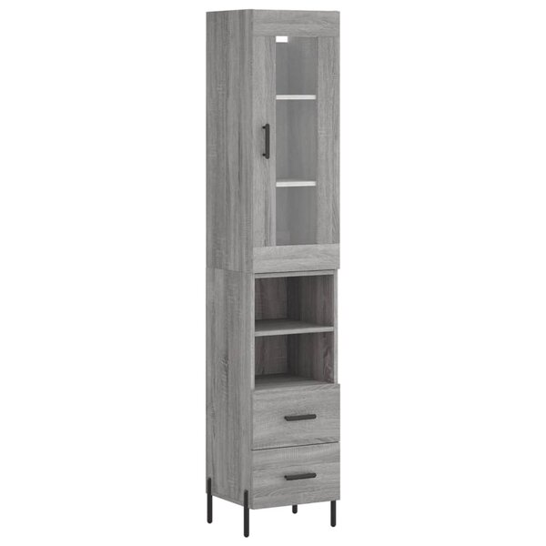 vidaXL Buffet haut Sonoma gris 34 5x34x180 cm Bois d'ingénierie