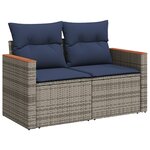 vidaXL Canapé de jardin avec coussins 2 places en résine tressée grise