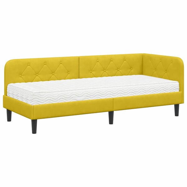 vidaXL Cadre de lit d'angle avec matelas Jaune 80 x 200 cm Velours