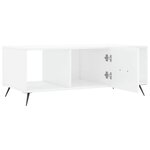 vidaXL Table basse Blanc brillant 102x50x40 cm Bois d'ingénierie