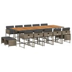 vidaXL Ensemble à manger de jardin 15 Pièces coussins gris résine tressée