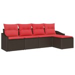 vidaXL Ensemble de Canapés avec coussin 5 Pièces Marron polyrotin