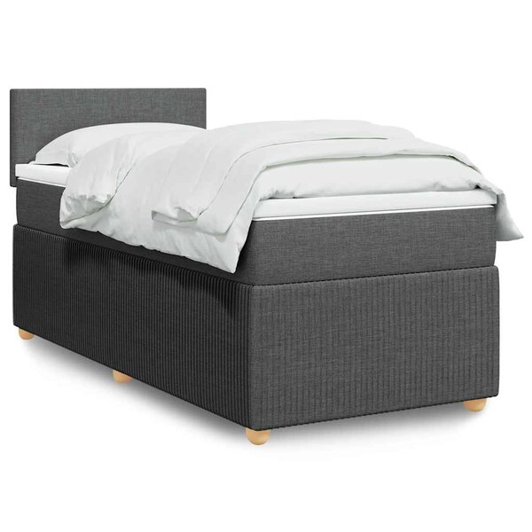vidaXL Sommier à lattes de lit avec matelas Gris foncé 80x200 cm Tissu