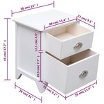 vidaXL Table de chevet 2 Pièces avec 2 tiroirs Blanc