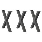 vidaXL Pieds de table à manger en forme de X  3 pièces  anthracite  70 x (72-73) cm  acier