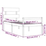 vidaXL Lit pour personne âgée et tête de lit 90x200 cm bois massif