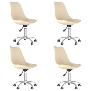 vidaXL Chaises pivotantes à manger lot de 4 Crème Tissu