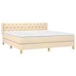 vidaXL Sommier à lattes de lit avec matelas Crème 160x200 cm Tissu