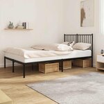 vidaXL Cadre de lit métal sans matelas avec tête de lit noir 120x200cm