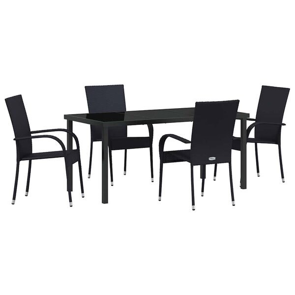 vidaXL Ensemble de salle à manger pour jardin 5 Pièces Noir