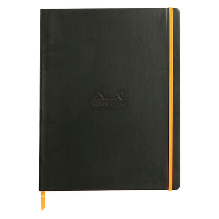 Cahier broché rhodiarama - a4+ 29 8 x 22 5 cm - blanc ligné - 160 pages - noir
