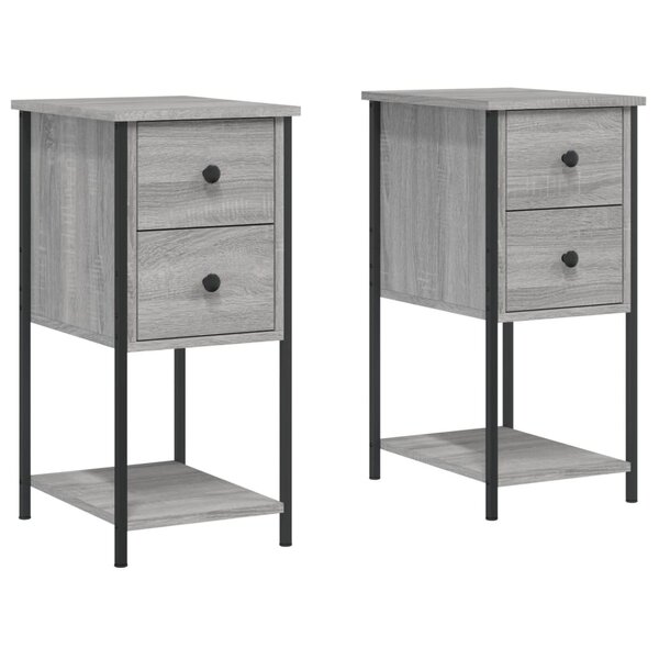 vidaXL Tables de chevet 2 Pièces sonoma gris 32x42x70cm bois d'ingénierie