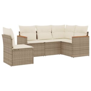 vidaXL Salon de jardin avec coussins 5 Pièces beige résine tressée