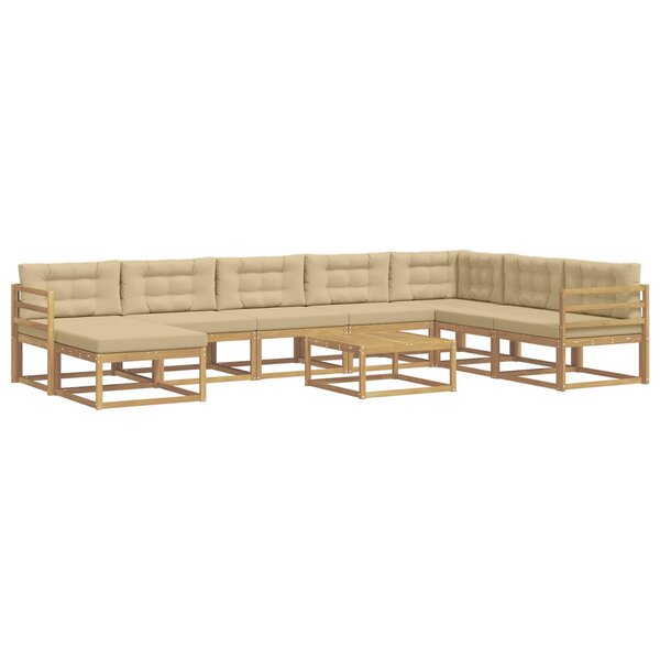 vidaXL Ensemble de canapés d'extérieur 9 pc Blanc et Beige