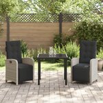 vidaXL Ensemble de salle à manger de jardin 3 pièces avec coussins en rattan poly gris clair