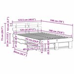 vidaXL Cadre de lit avec tiroir Marron 120 x 190 cm Bois massif en pin