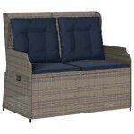 vidaXL Banc de jardin avec coussin Gris Poly rotin