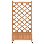 vidaXL Jardinière avec treillis et roues marron bois massif de sapin