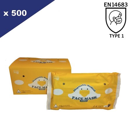 Masque Jetable Enfant Type I EN14683 Lot de 500