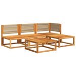 vidaXL Ensemble de canapés de jardin 5 pièces avec coussins en bois d'acacia et corde